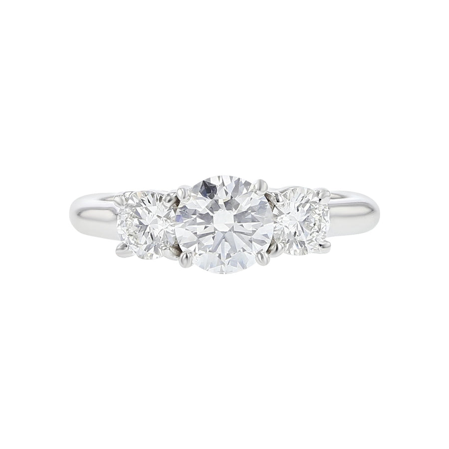 18K White Gold 3-Stone Fire and Ice Diamond Trellis Engagement Ring