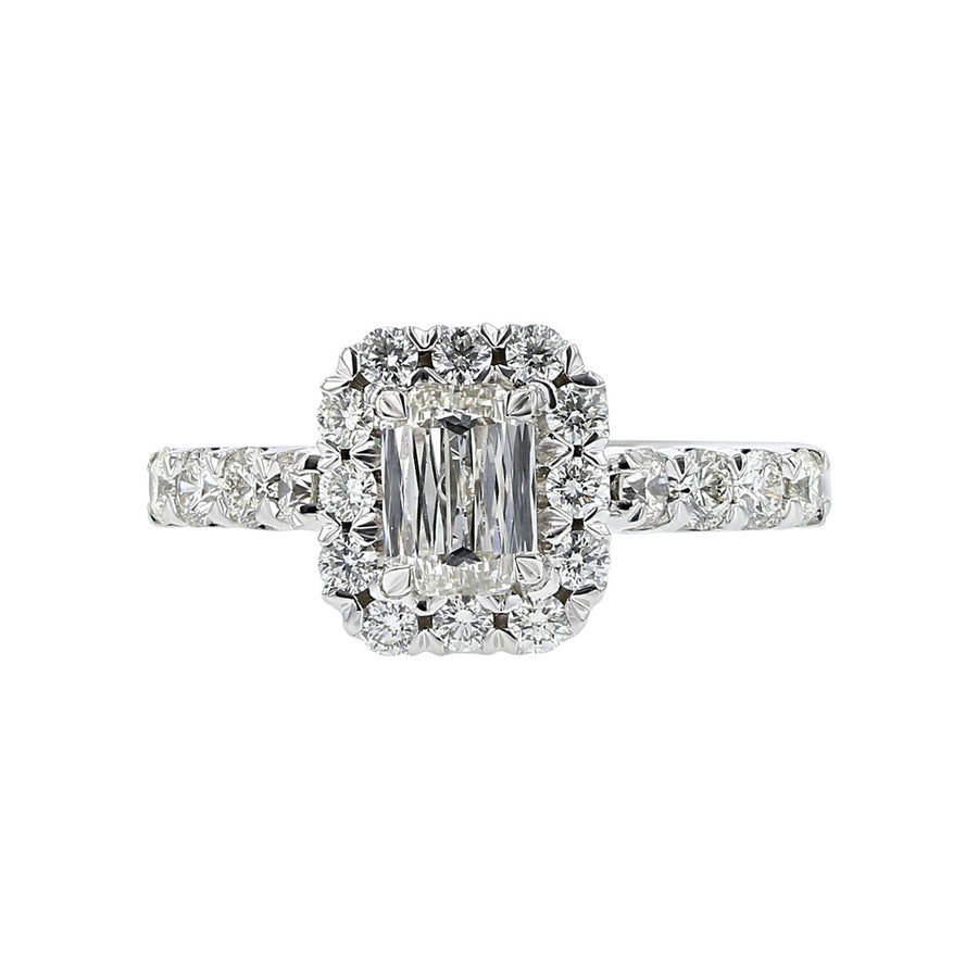Emerald Crisscut Diamond Engagement Ring