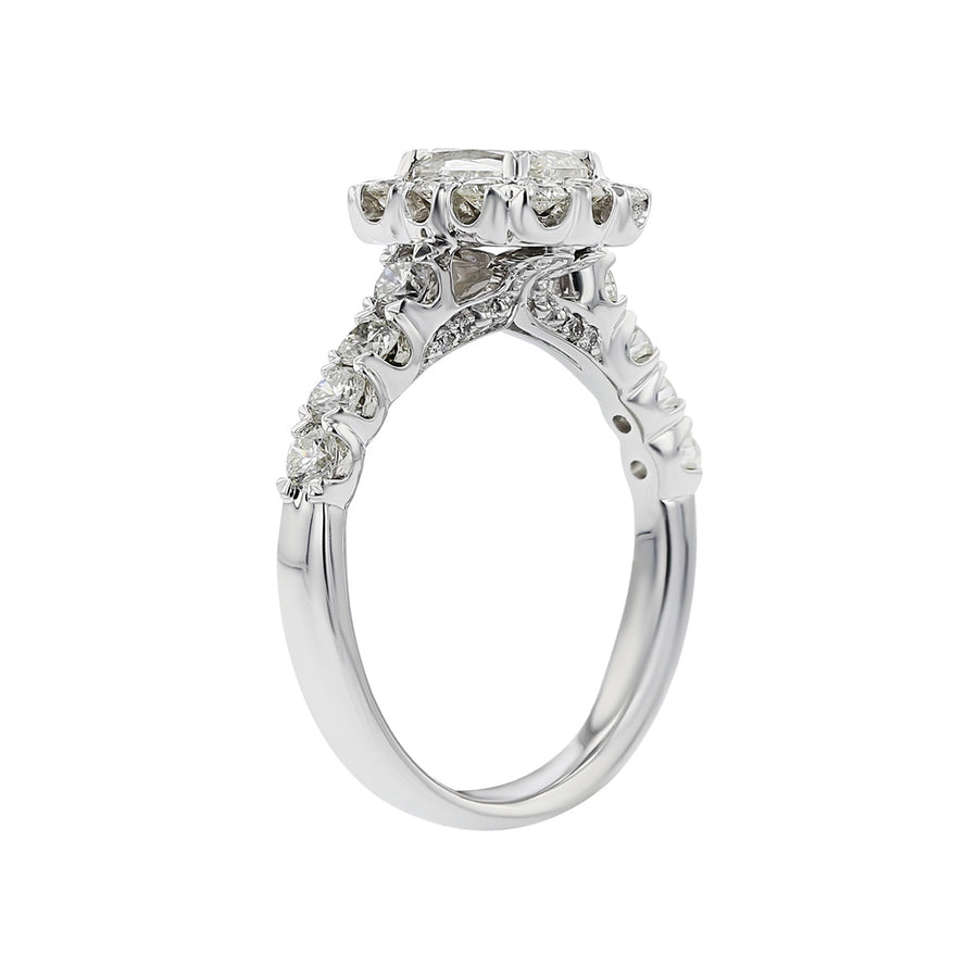 Emerald Crisscut Diamond Engagement Ring