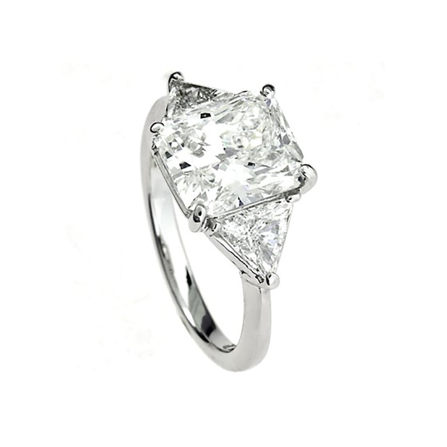 Radiant-Cut Diamond Platinum Three Stone Ring