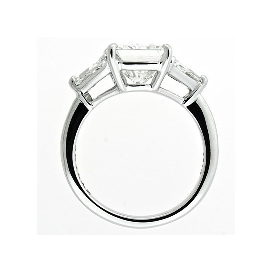 Radiant-Cut Diamond Platinum Three Stone Ring