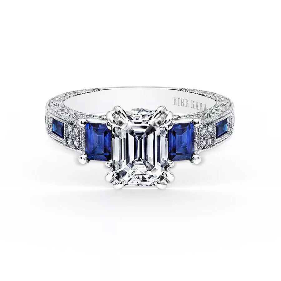 Sapphire 3 Stone Diamond Engagement Ring Setting