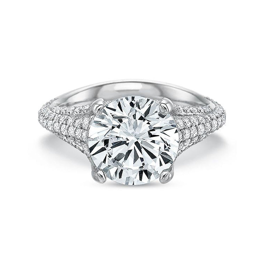 Diamond Four Row Pave Engagement Ring Setting