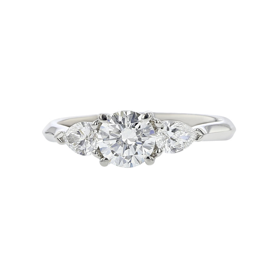18K White Gold Diamond 3 Stone Engagement Ring