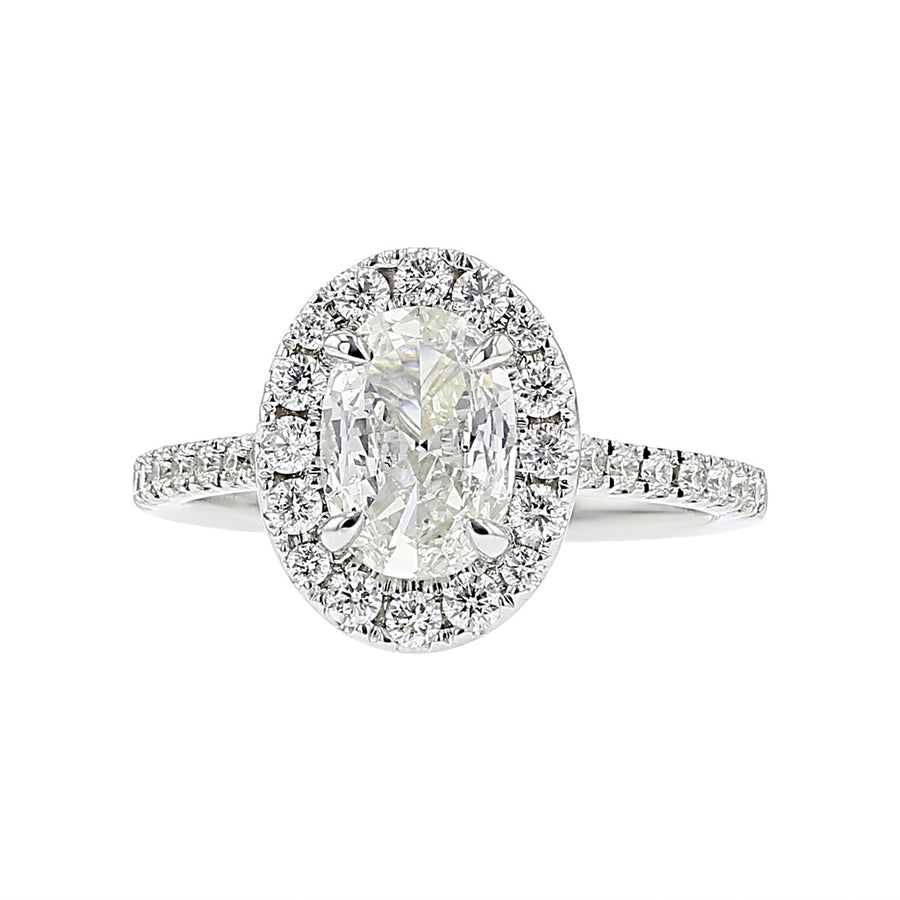 14K White Gold Brilliant Diamond Halo Engagement Ring