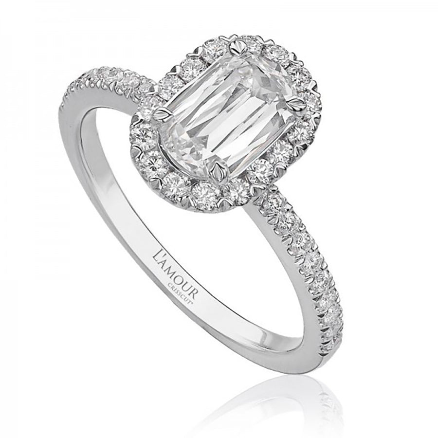 L'Amour Crisscut Diamond Halo Engagement Ring