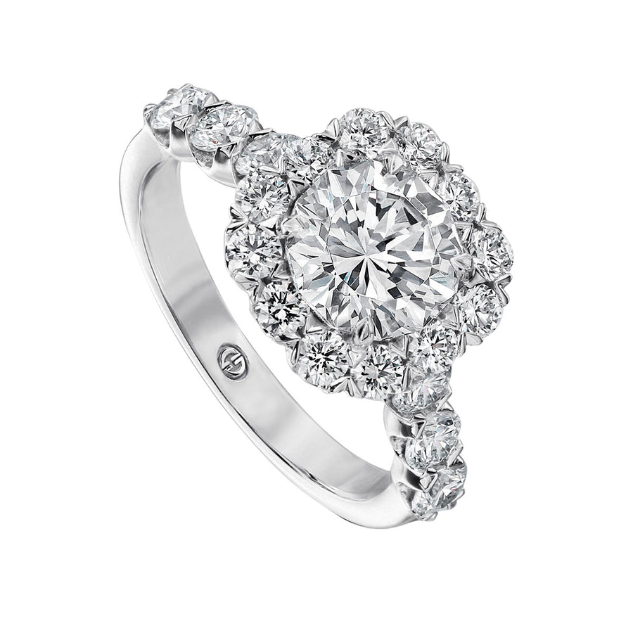 Crisscut Diamond Halo Engagement Ring