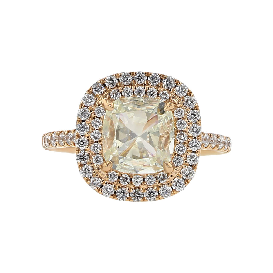 Cushion-cut Diamond Double Halo Engagement Ring
