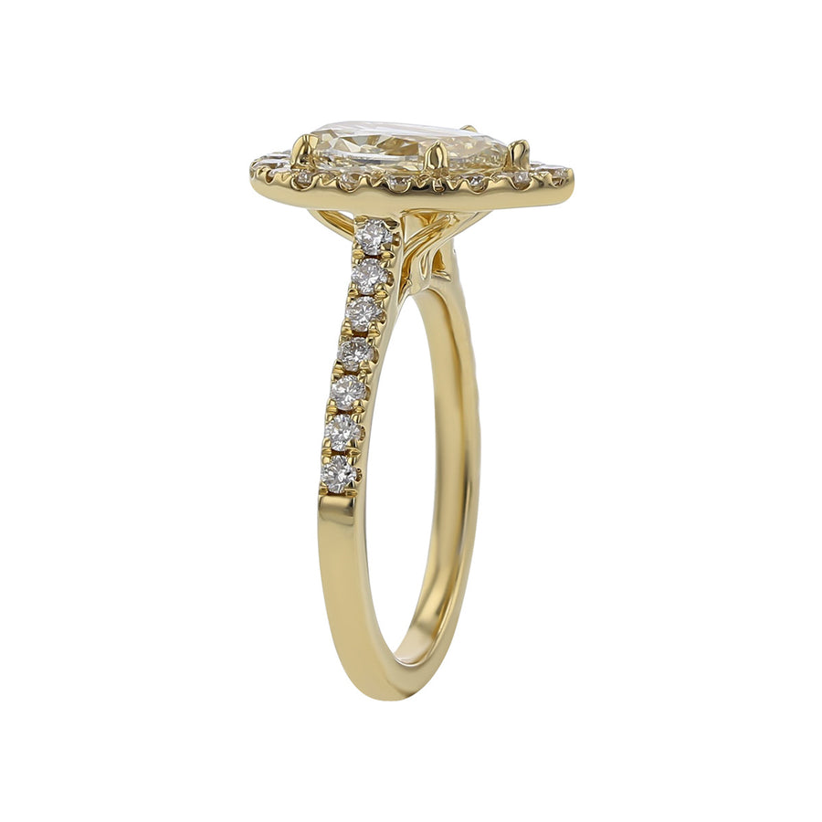 14K Gold Pear-Shaped Diamond Halo Engagement Ring