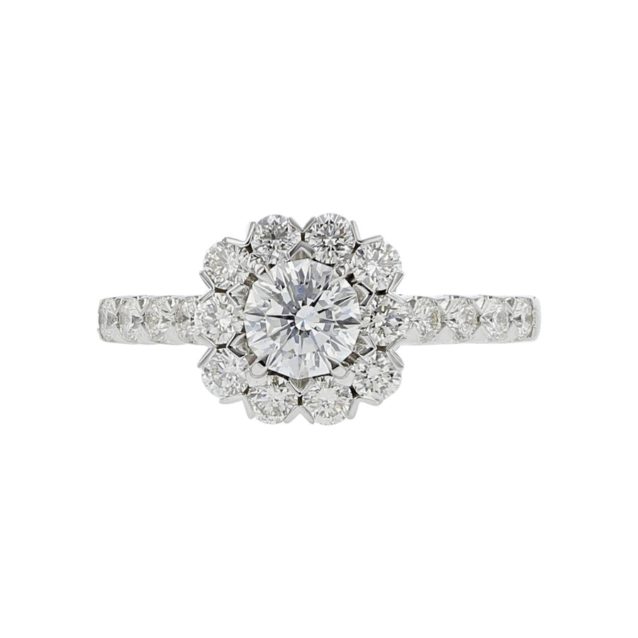 14K White Gold Crisscut Diamond Halo Engagement Ring