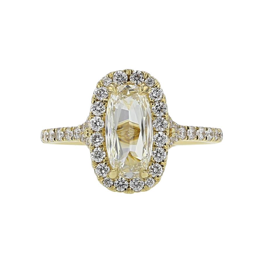 18K Gold Cushion-cut Diamond Halo Engagement Ring