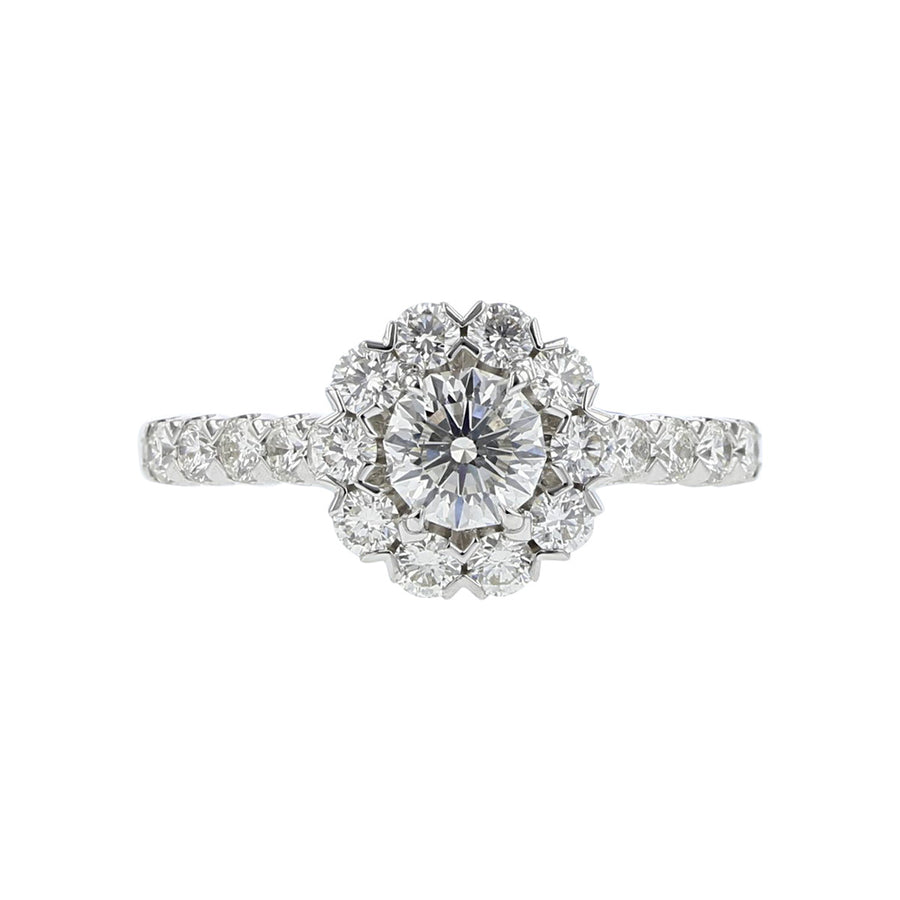 Crisscut Diamond Halo Classic Engagement Ring