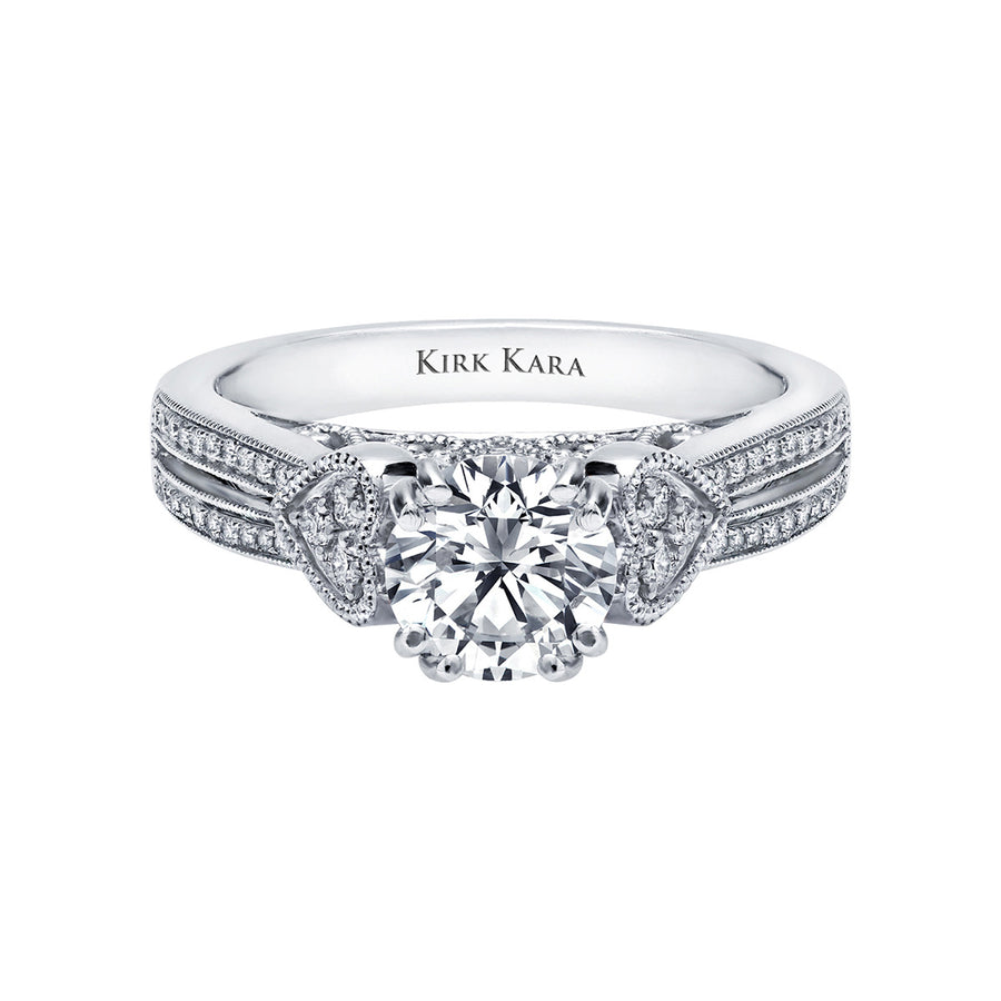 18K White Gold Filigree Diamond Engagement Ring