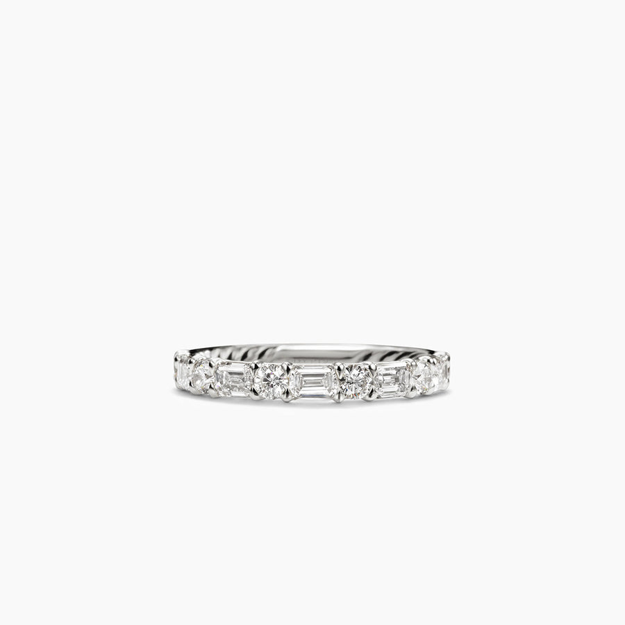 DY Infinity Alternating Diamond Band Ring in Platinum