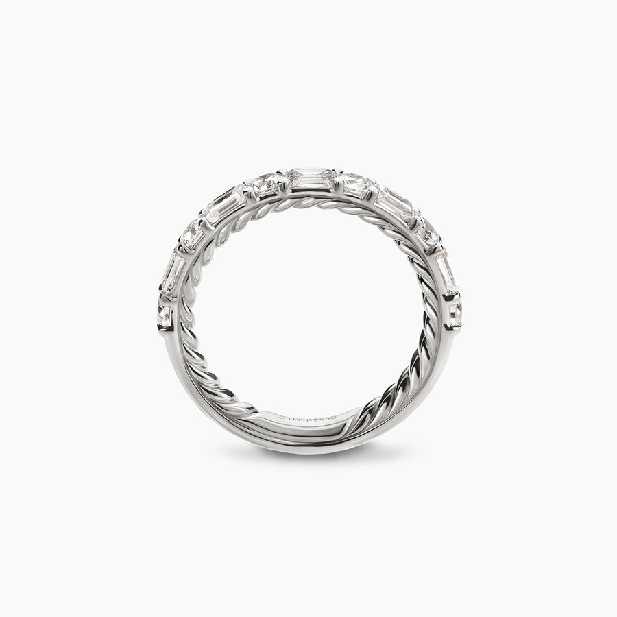 DY Infinity Alternating Diamond Band Ring in Platinum