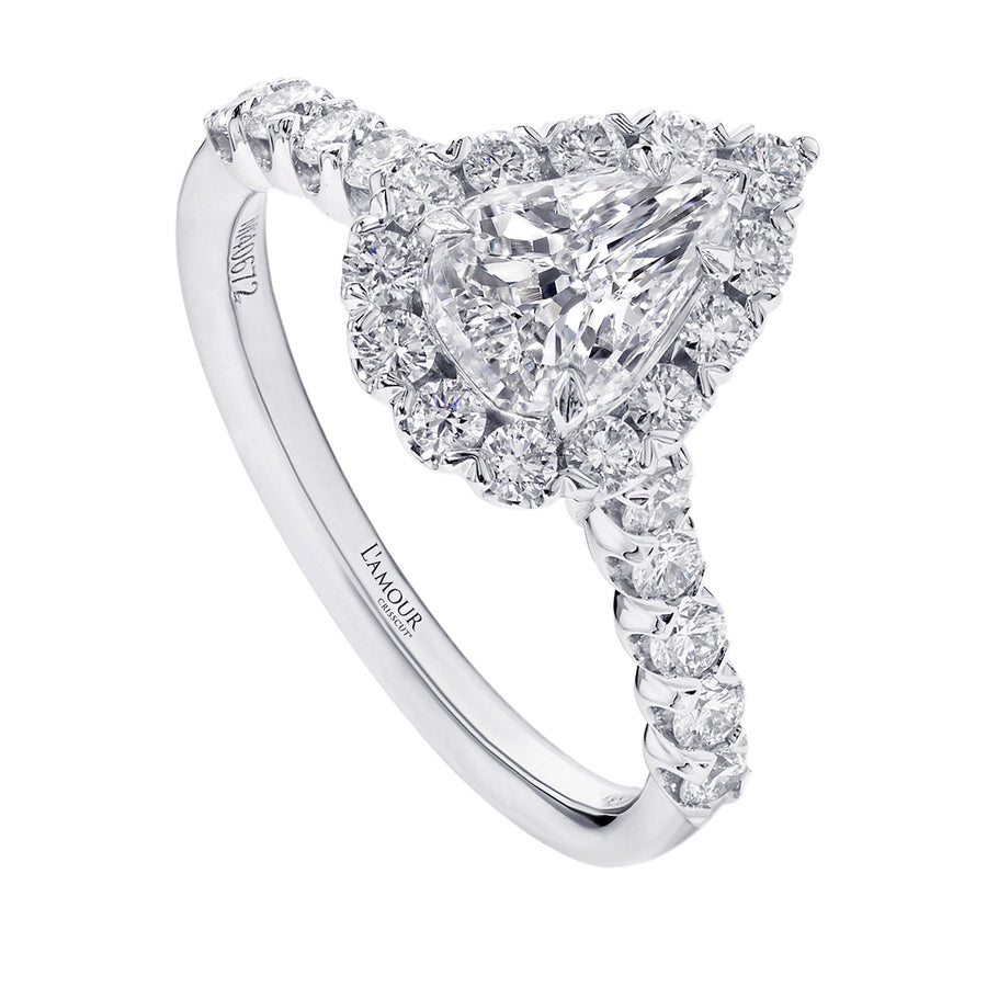 L'Amour Crisscut Diamond Halo Engagement Ring