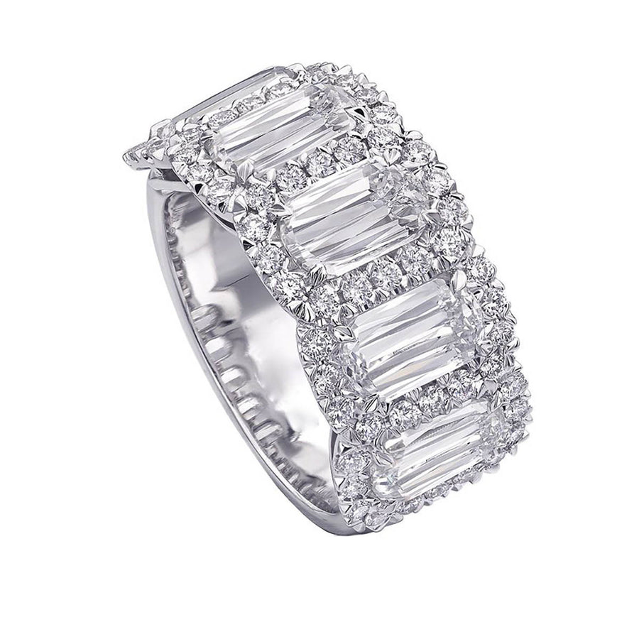 Crisscut Diamond Halo Wedding Band