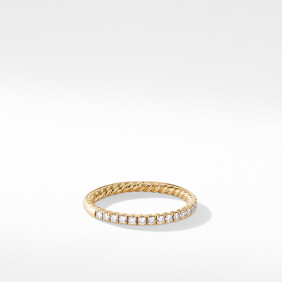DY Eden Partway Band Ring in 18K Yellow Gold with Pave Diamonds