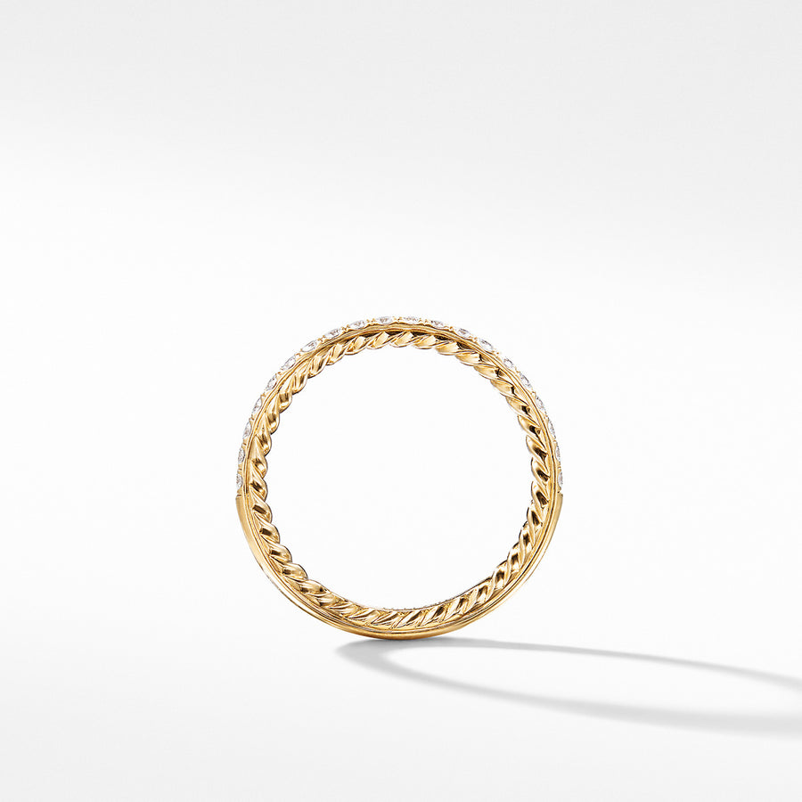 DY Eden Partway Band Ring in 18K Yellow Gold with Pave Diamonds