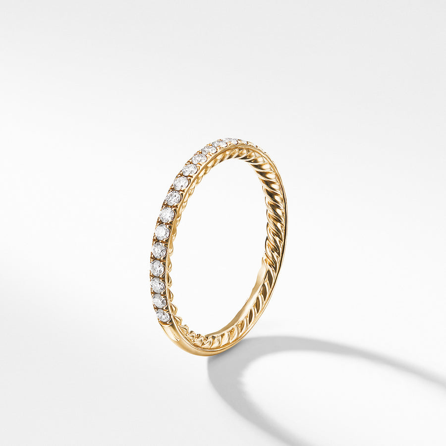 DY Eden Partway Band Ring in 18K Yellow Gold with Pave Diamonds