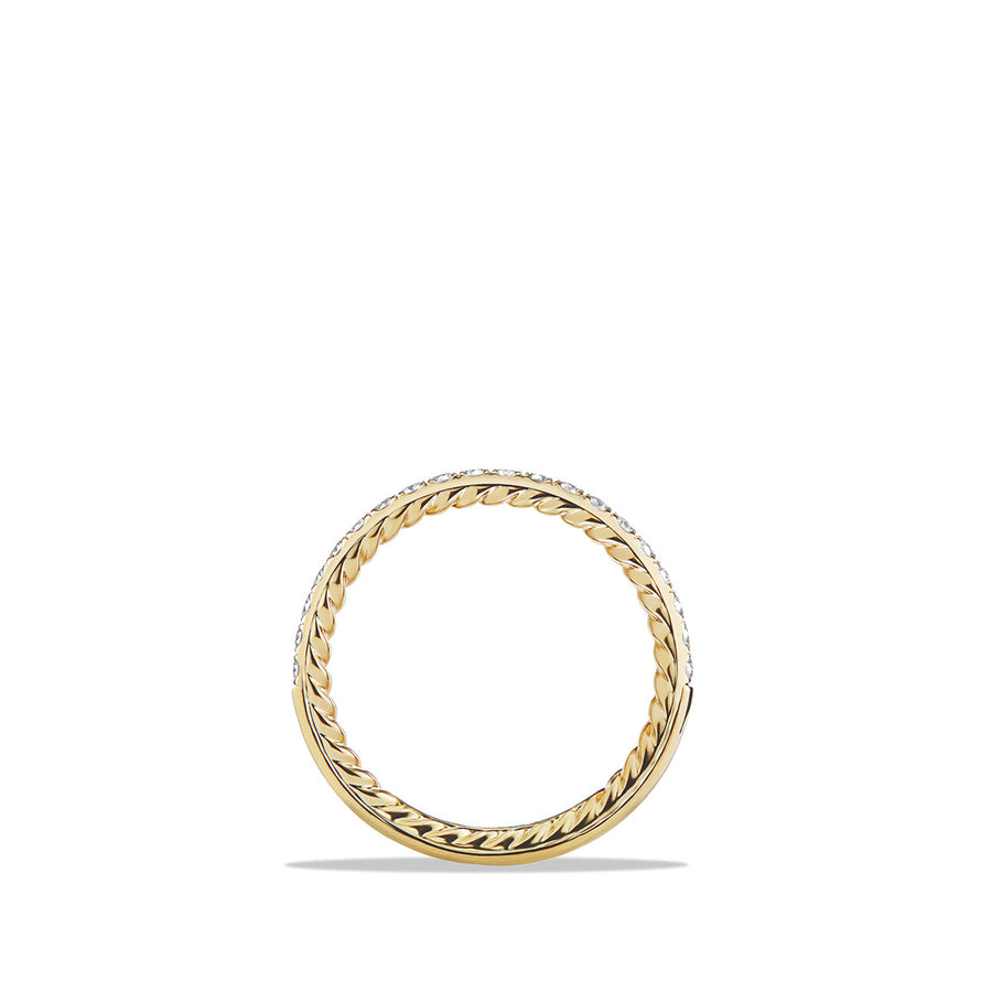 DY Eden Partway Band Ring in 18K Yellow Gold with Pave Diamonds