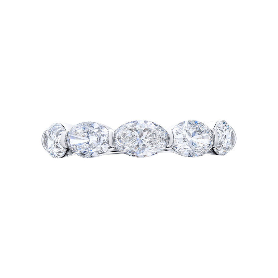 Platinum Oval Diamond East-West Partway Wedding Band