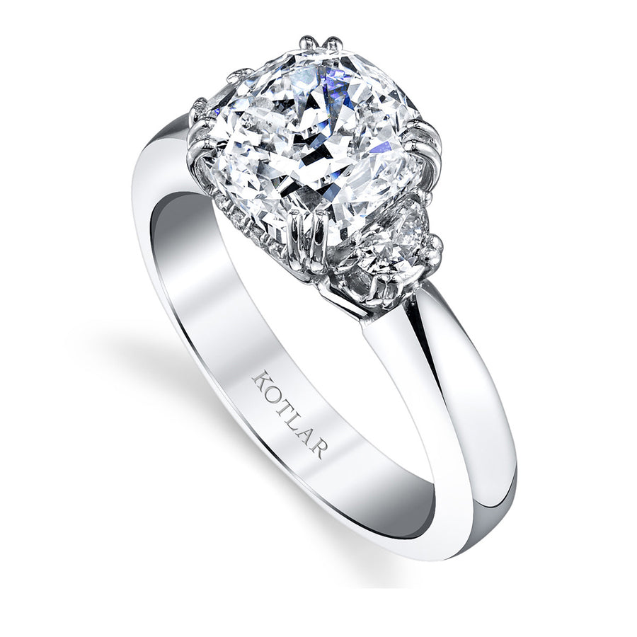 Platinum Cushion-cut Diamond 3-Stone Ring