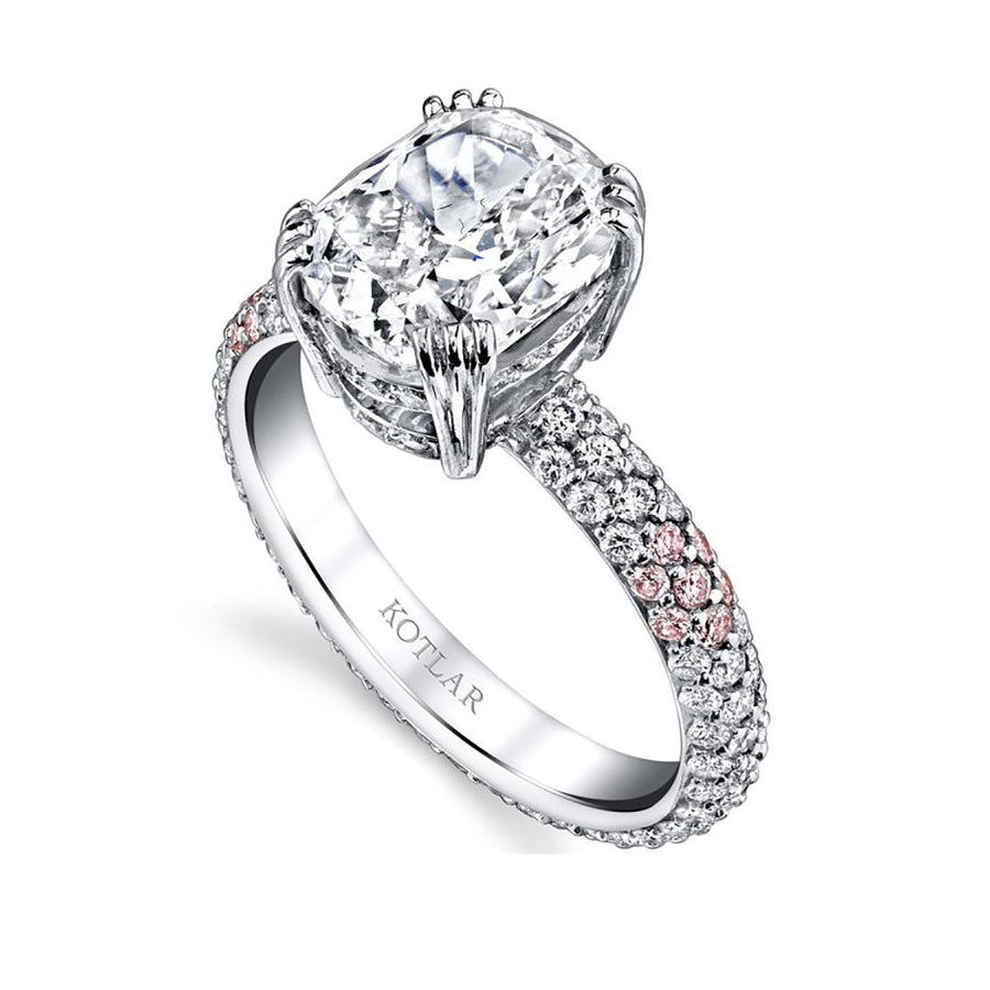 Kotlar Cushion Diamond with Pink Diamond Ring
