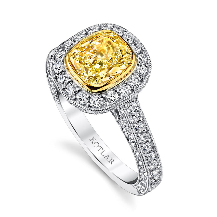 Luca Kotlar Cushion Yellow Diamond Ring