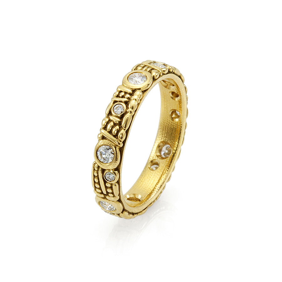 Carved Gold Diamond Band
