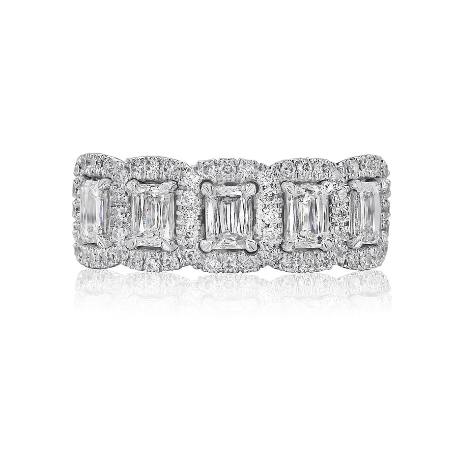 Emerald Cut Diamond Halo Wedding Ring