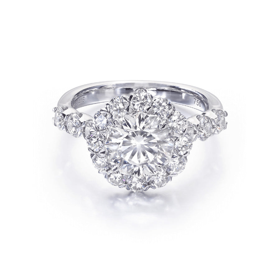 Round Crisscut Diamond Halo Engagement Ring
