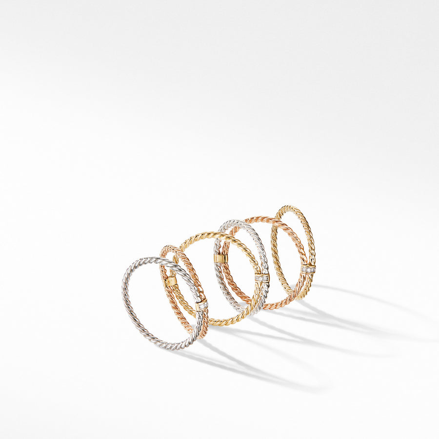 DY Origami 6-Row Cable Ring in 18K Gold with Diamonds