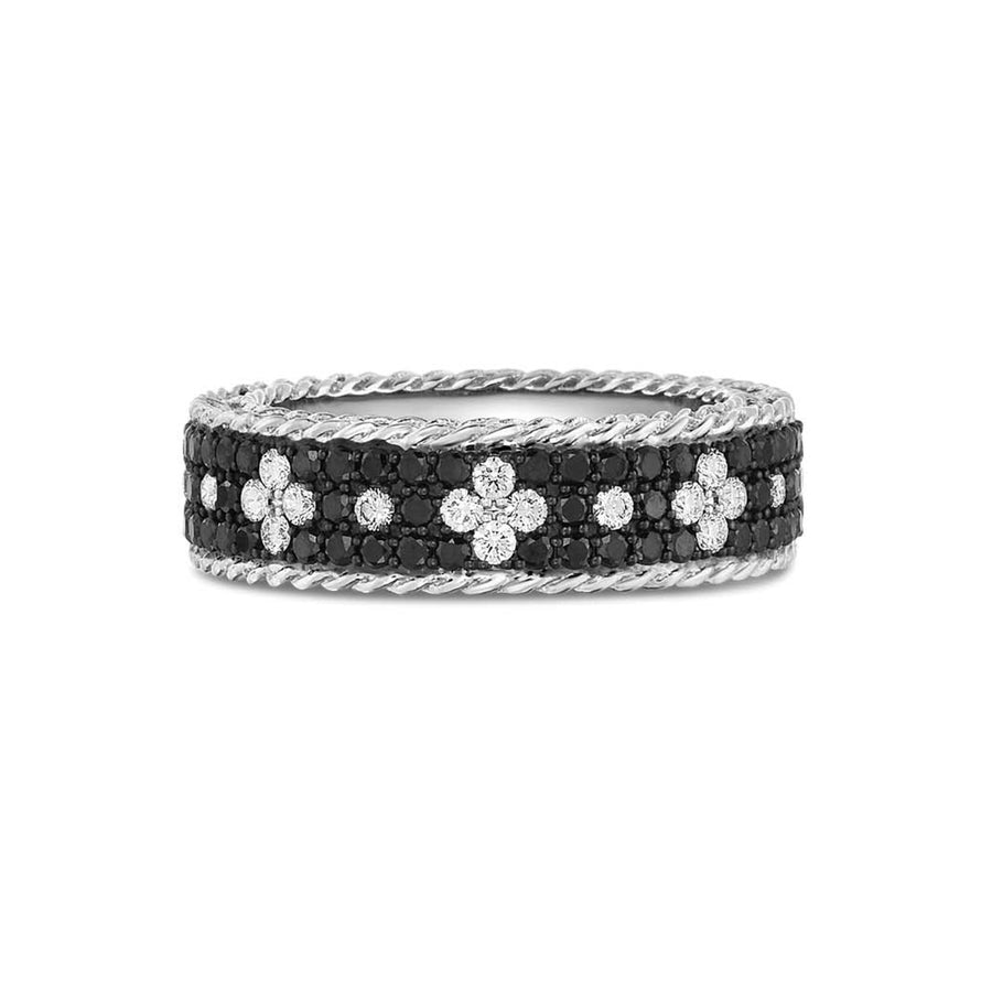Black and White Diamond Fleur De Lis Ring