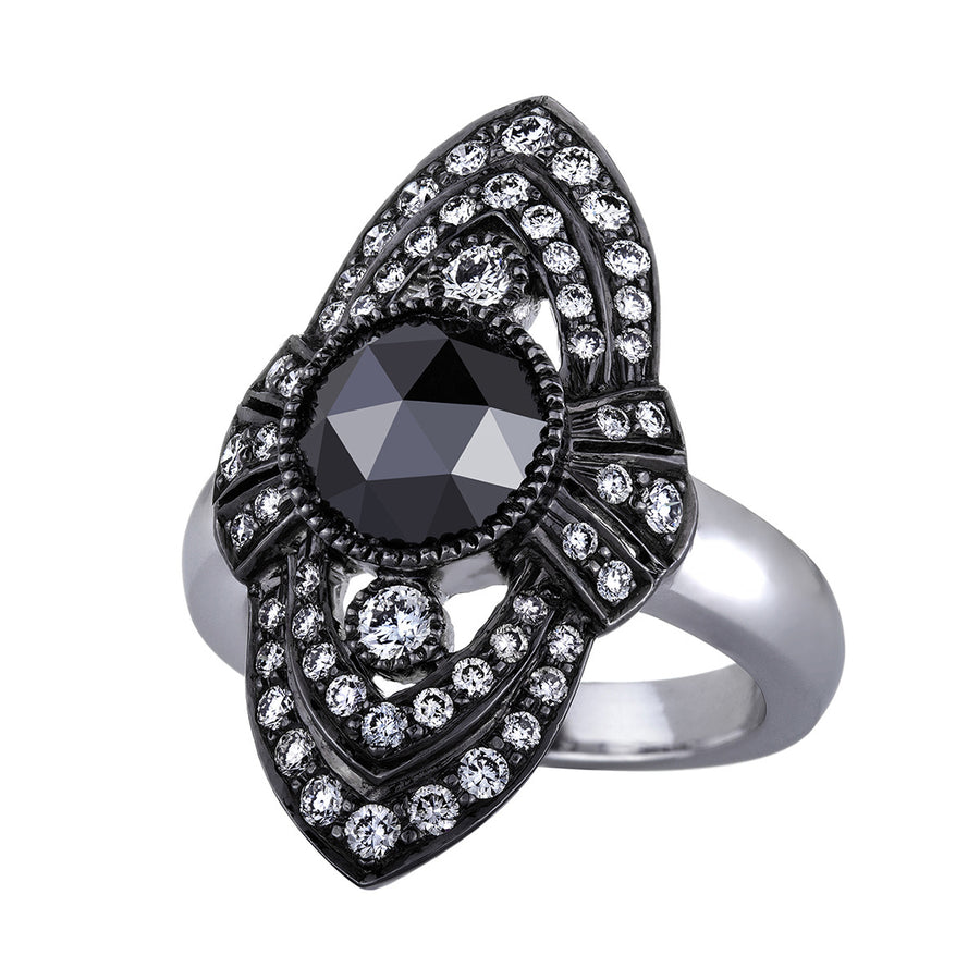 Black Rose Cut Diamond Ring
