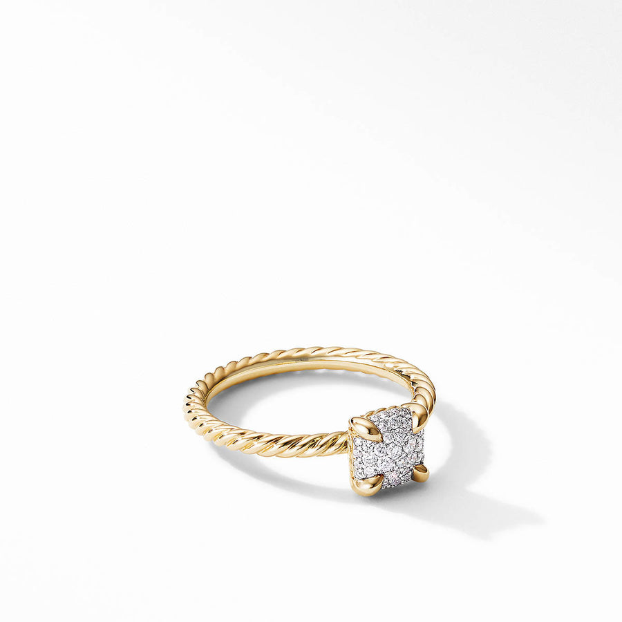 Petite Chatelaine Ring in 18K Yellow Gold with Full Pave Diamonds