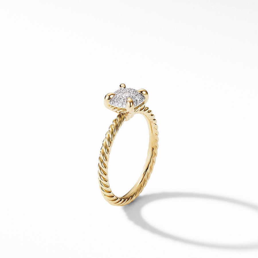 Petite Chatelaine Ring in 18K Yellow Gold with Full Pave Diamonds