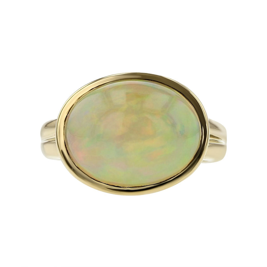 14K Yellow Gold Ethiopian Cabochon Opal Ring