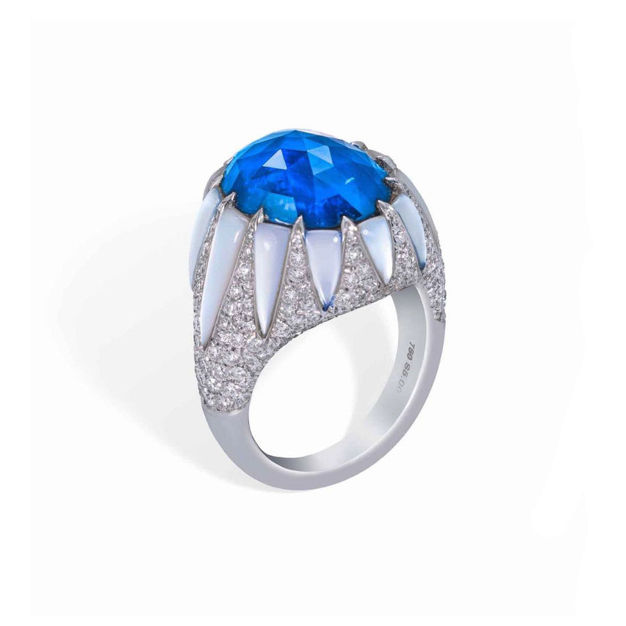 Rose-Cut Sapphire and Diamond Ring