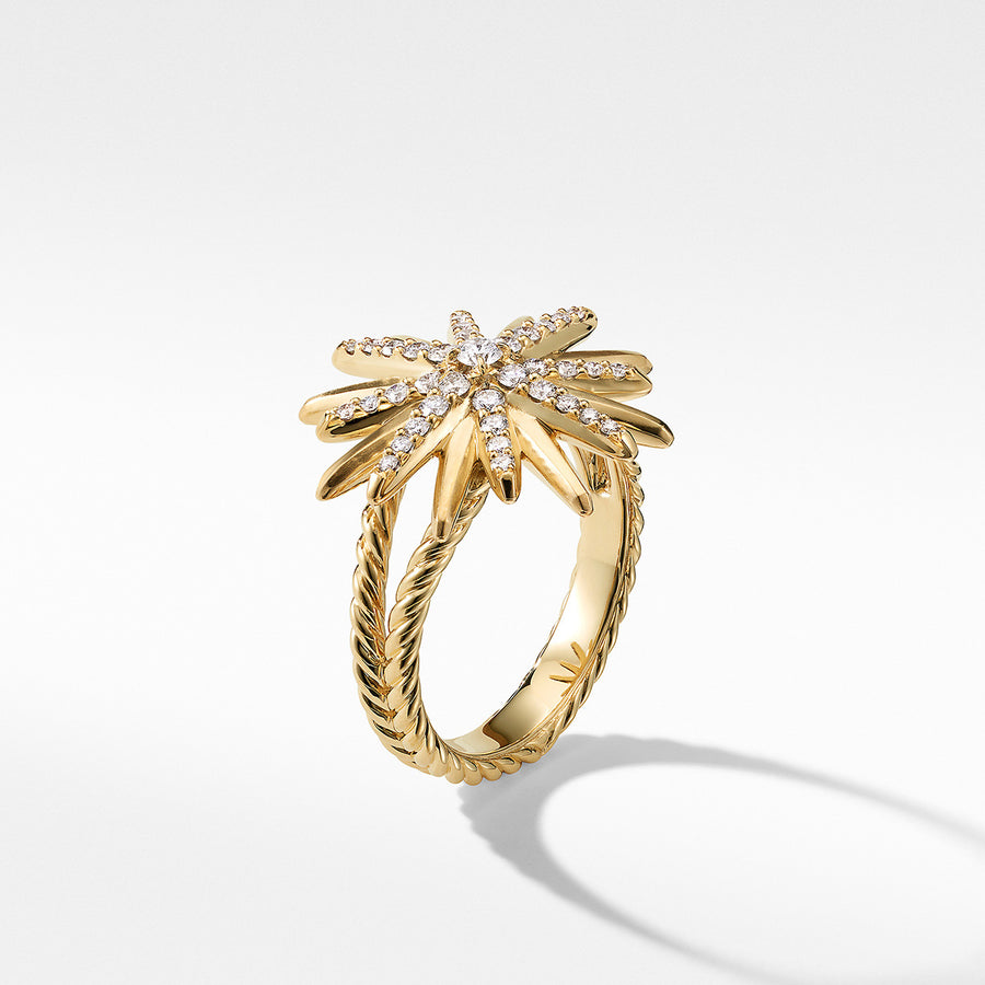 Starburst Ring in 18K Yellow Gold with Pave Diamonds