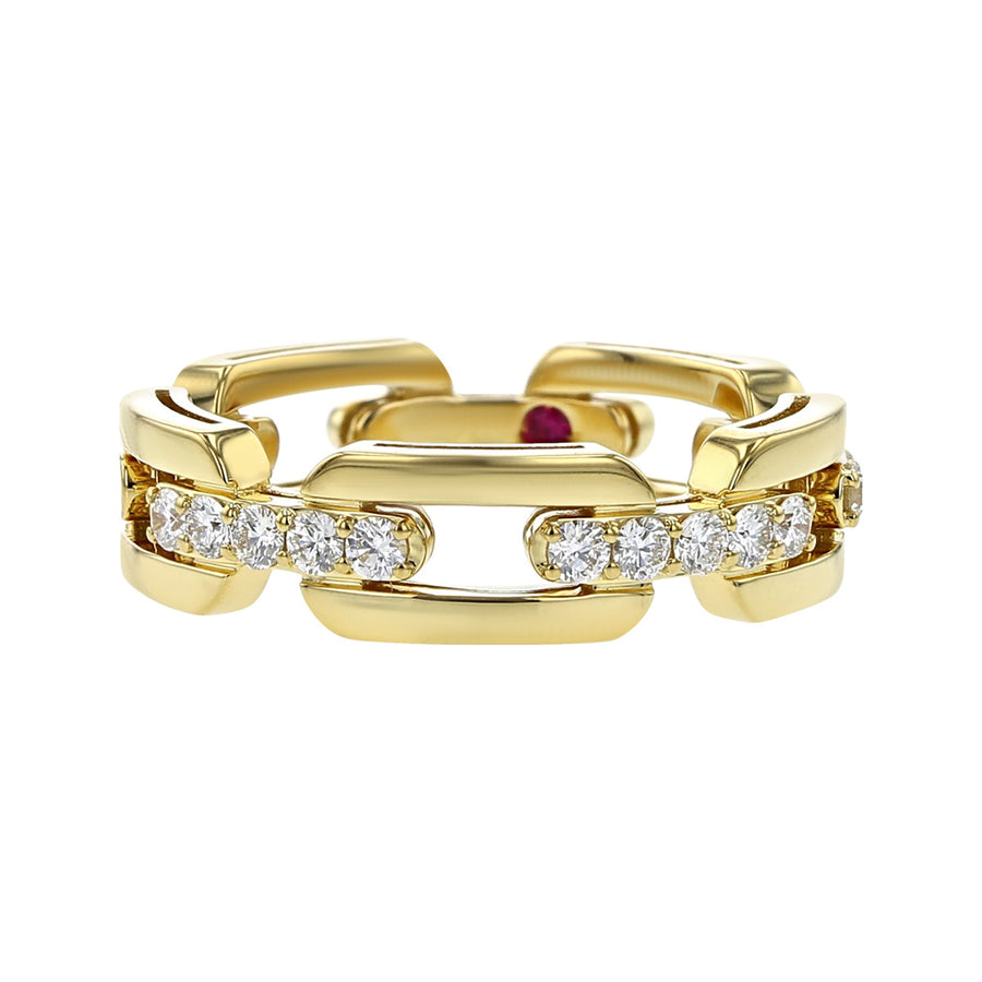 18K Gold Diamond Navarra Link Ring