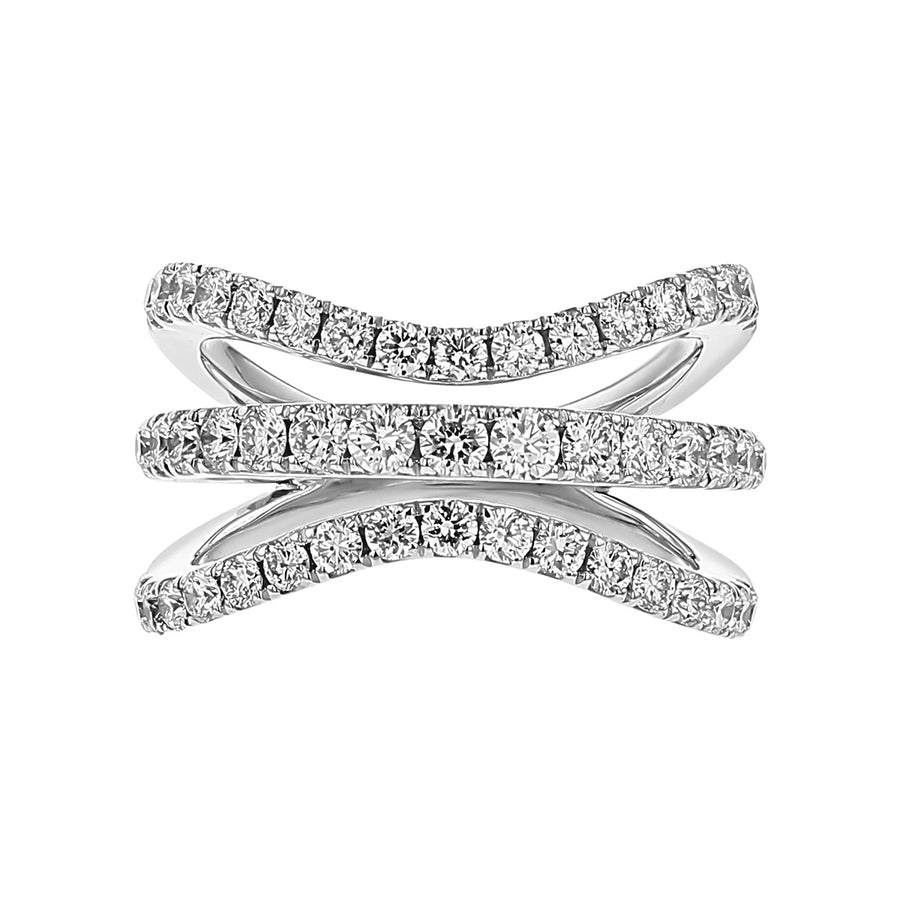 Precious Pastel Diamond 3 Row Ring
