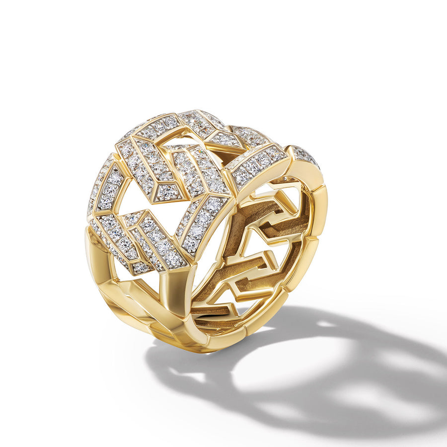 Carlyle Ring in 18K Yellow Gold with Pave Diamonds