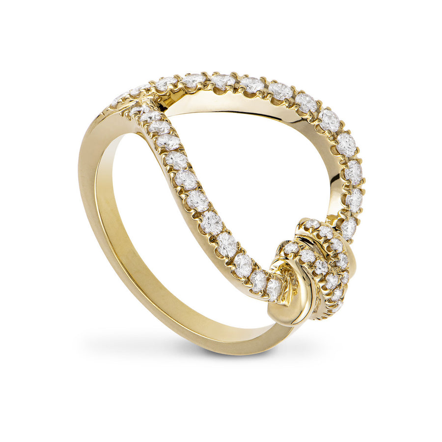 Twisted Open Ring with Diamonds