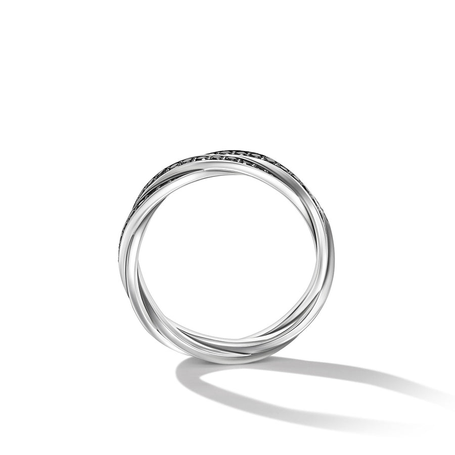 DY Helios Band Ring in Sterling Silver with Pave Black Diamonds