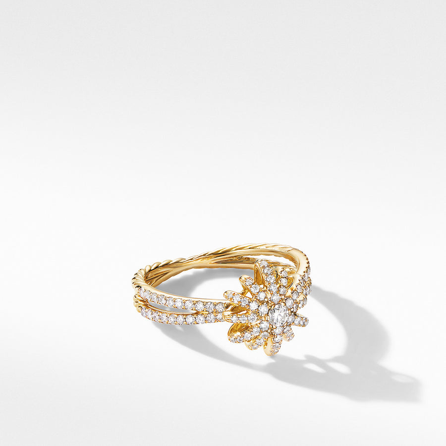 Starburst Ring in 18K Yellow Gold with Pave Diamonds