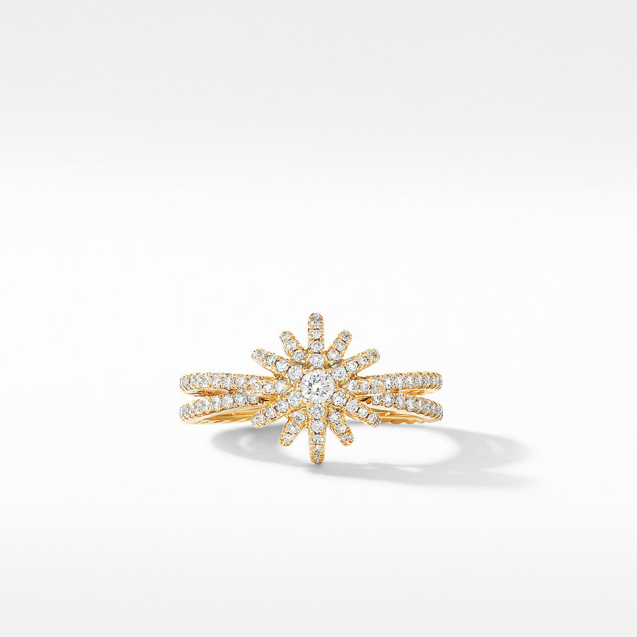 Starburst Ring in 18K Yellow Gold with Pave Diamonds