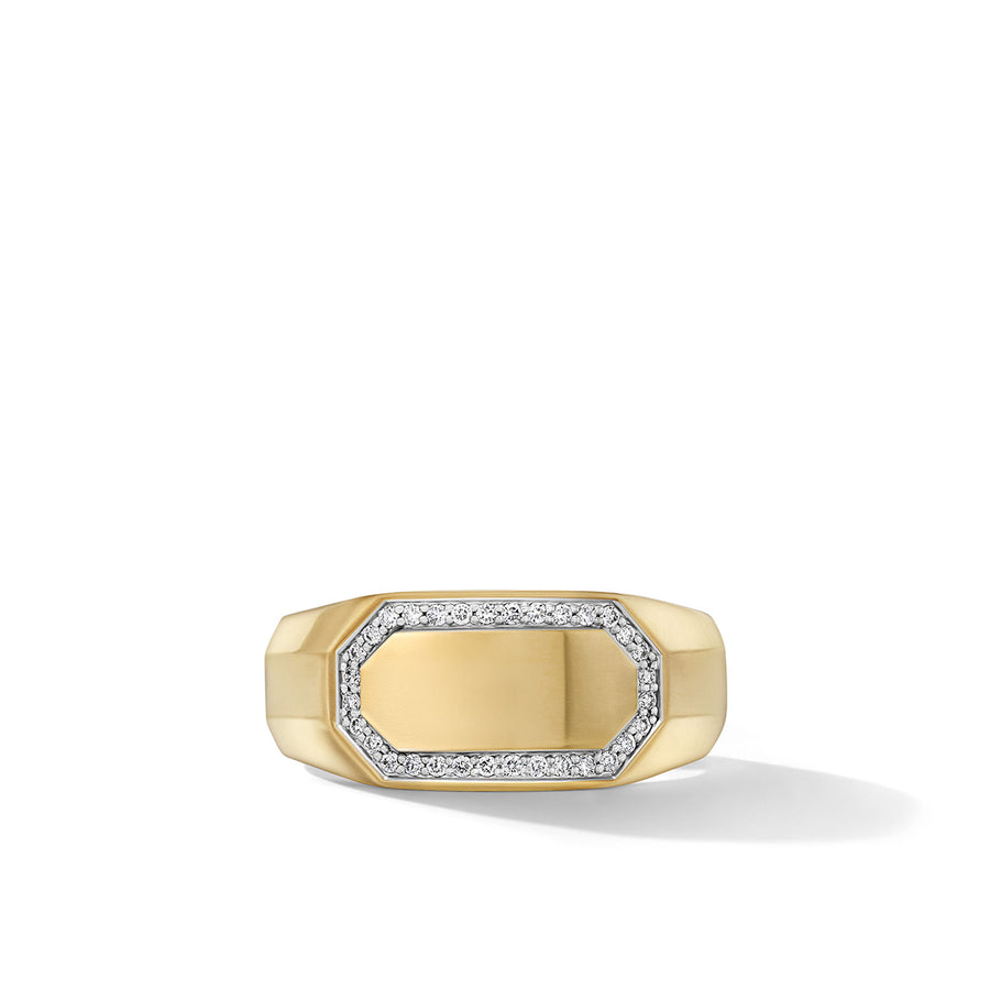 Streamline Cigar Band Ring in 18K Yellow Gold with Pave Diamonds