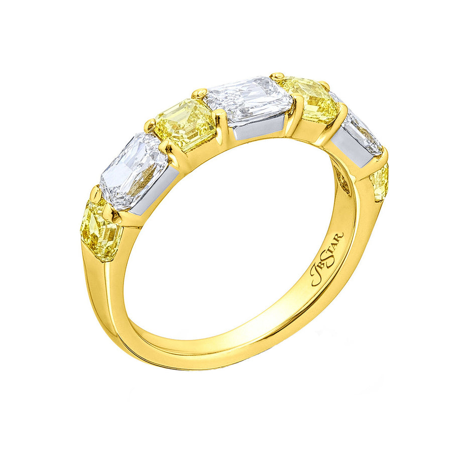 Fancy Yellow and Radiant-cut Diamond Ring
