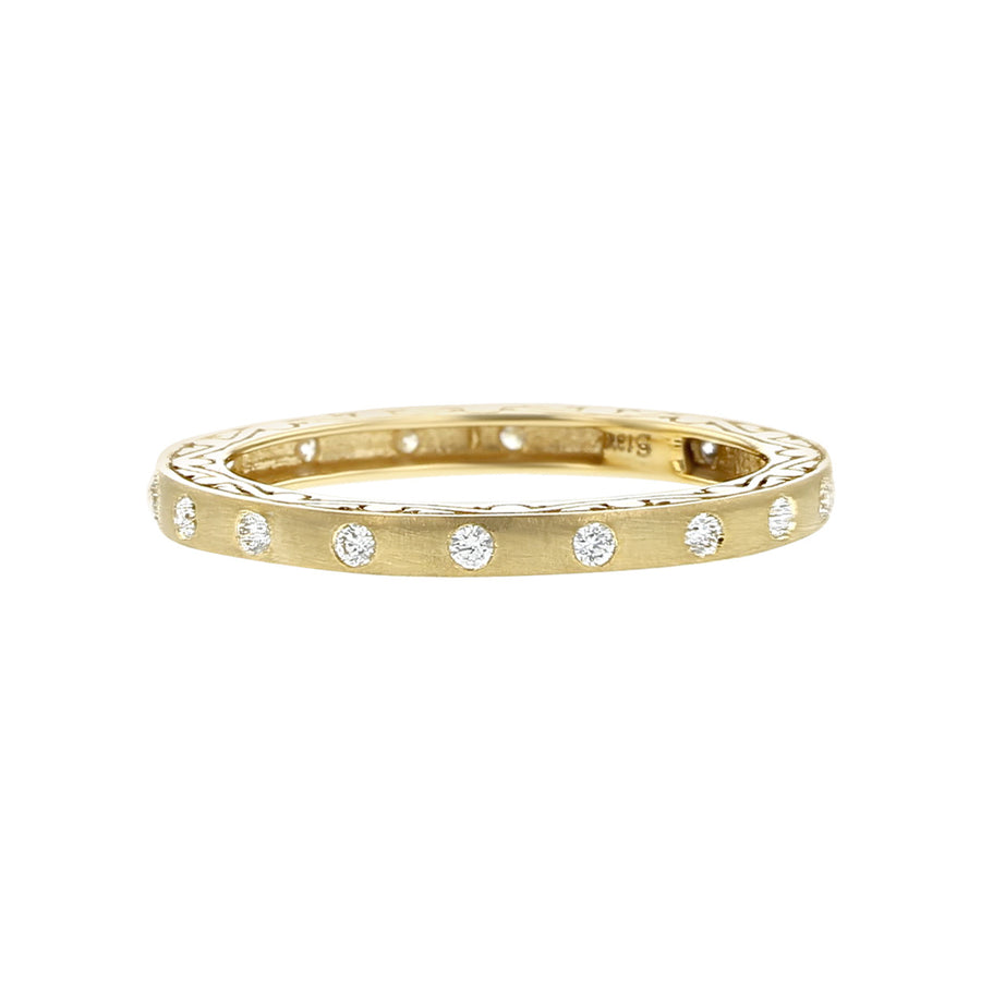 The Dunes Narrow Band with White Diamond in Yellow Gold